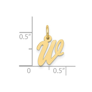 10K Yellow Gold Small Script Initial W Charm 10YC658W