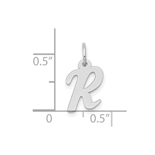 10k White Gold Small Script Initial R Charm 10YC659R