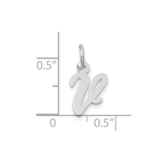 10k White Gold Small Script Initial V Charm 10YC659V