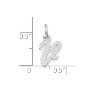 10k White Gold Small Script Initial V Charm 10YC659V