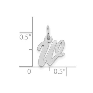 10k White Gold Small Script Initial W Charm 10YC659W