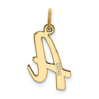 10K Yellow Gold Medium Script Letter A Initial Charm