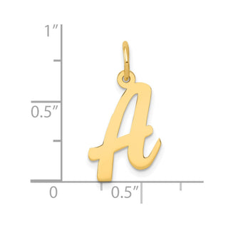 10K Yellow Gold Medium Script Letter A Initial Charm