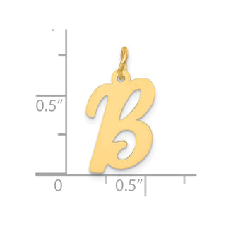 10K Yellow Gold Medium Script Letter B Initial Charm