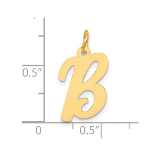 10K Yellow Gold Medium Script Letter B Initial Charm