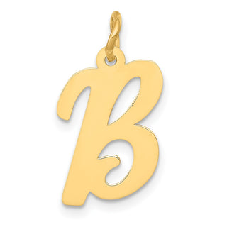 10K Yellow Gold Medium Script Letter B Initial Charm