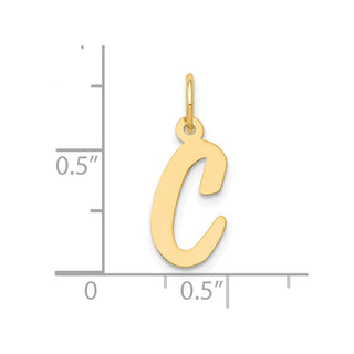 10K Yellow Gold Medium Script Letter C Initial Charm