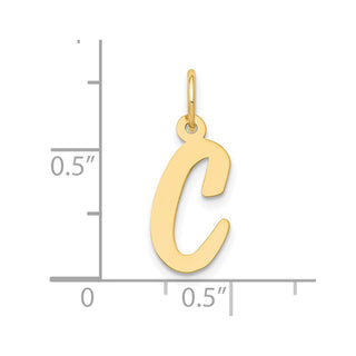 10K Yellow Gold Medium Script Letter C Initial Charm