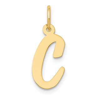 10K Yellow Gold Medium Script Letter C Initial Charm