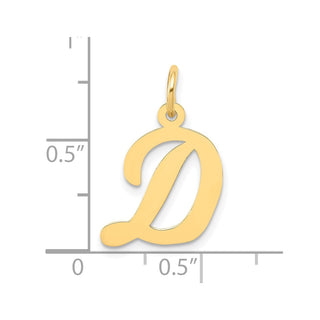 10K Yellow Gold Medium Script Letter D Initial Charm