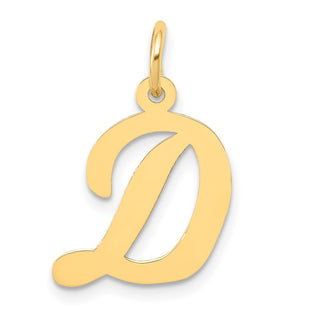 10K Yellow Gold Medium Script Letter D Initial Charm
