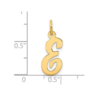 10K Yellow Gold Medium Script Letter E Initial Charm