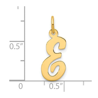 10K Yellow Gold Medium Script Letter E Initial Charm