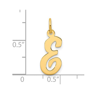 10K Yellow Gold Medium Script Letter E Initial Charm