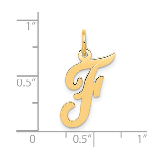 10K Yellow Gold Medium Script Letter F Initial Charm