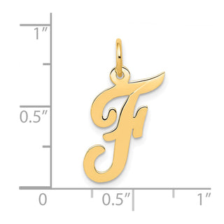 10K Yellow Gold Medium Script Letter F Initial Charm
