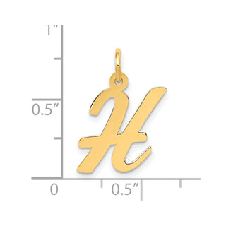 10K Yellow Gold Medium Script Letter H Initial Charm