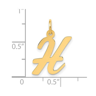 10K Yellow Gold Medium Script Letter H Initial Charm