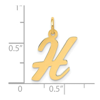 10K Yellow Gold Medium Script Letter H Initial Charm