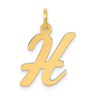 10K Yellow Gold Medium Script Letter H Initial Charm