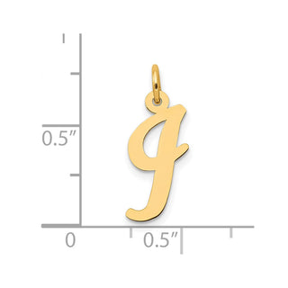 10K Yellow Gold Medium Script Letter I Initial Charm