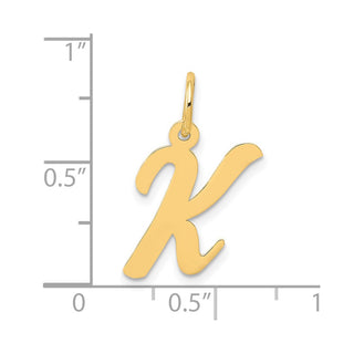 10K Yellow Gold Medium Script Letter K Initial Charm