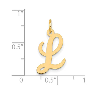 10K Yellow Gold Medium Script Letter L Initial Charm