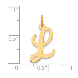 10K Yellow Gold Medium Script Letter L Initial Charm