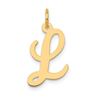 10K Yellow Gold Medium Script Letter L Initial Charm