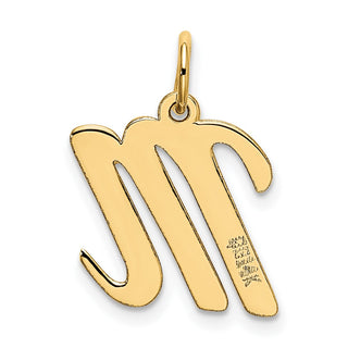 10K Yellow Gold Medium Script Letter M Initial Charm