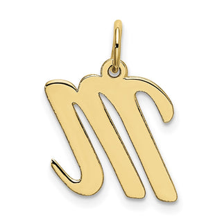 10K Yellow Gold Medium Script Letter M Initial Charm