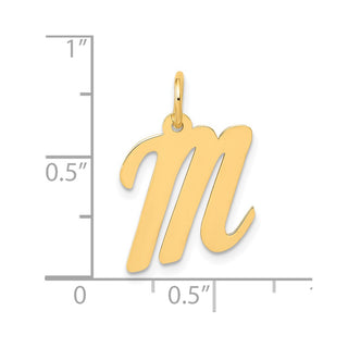 10K Yellow Gold Medium Script Letter M Initial Charm