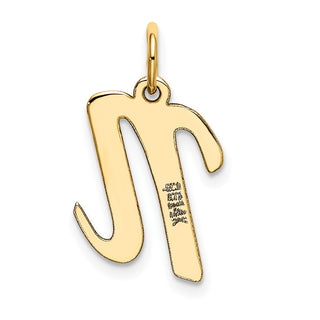 10K Yellow Gold Medium Script Letter N Initial Charm