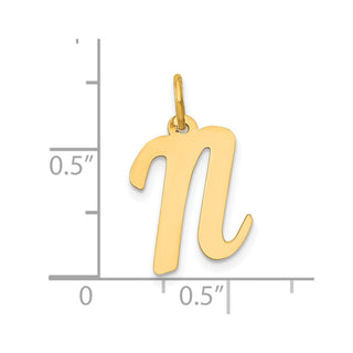 10K Yellow Gold Medium Script Letter N Initial Charm