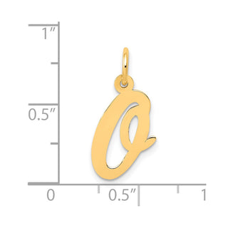 10K Yellow Gold Medium Script Letter O Initial Charm