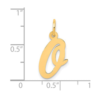 10K Yellow Gold Medium Script Letter O Initial Charm