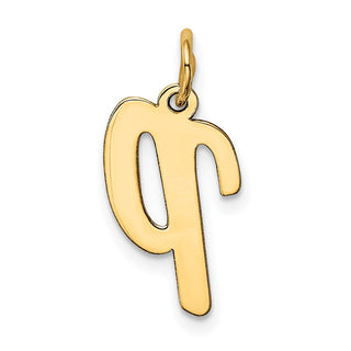 10K Yellow Gold Medium Script Letter P Initial Charm