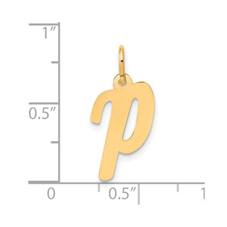 10K Yellow Gold Medium Script Letter P Initial Charm