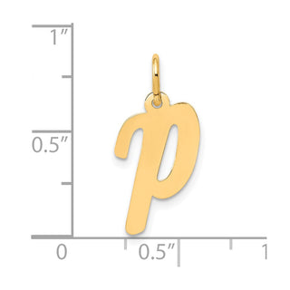 10K Yellow Gold Medium Script Letter P Initial Charm