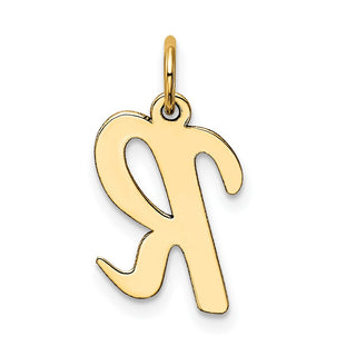 10K Yellow Gold Medium Script Letter R Initial Charm