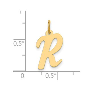 10K Yellow Gold Medium Script Letter R Initial Charm