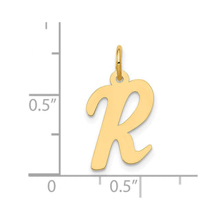 10K Yellow Gold Medium Script Letter R Initial Charm