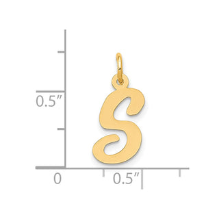 10K Yellow Gold Medium Script Letter S Initial Charm