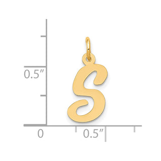 10K Yellow Gold Medium Script Letter S Initial Charm