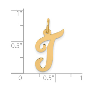 10K Yellow Gold Medium Script Letter T Initial Charm