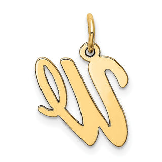 10K Yellow Gold Medium Script Letter W Initial Charm