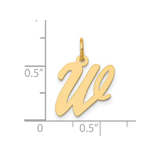 10K Yellow Gold Medium Script Letter W Initial Charm