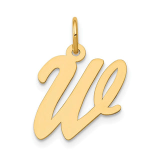 10K Yellow Gold Medium Script Letter W Initial Charm