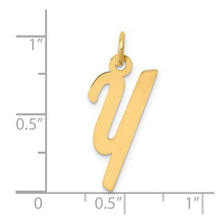 10K Yellow Gold Medium Script Letter Y Initial Charm