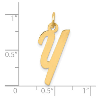 10K Yellow Gold Medium Script Letter Y Initial Charm